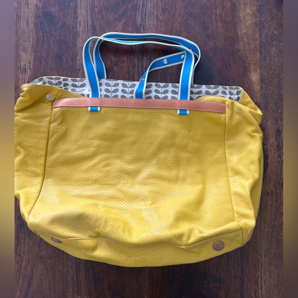 Orla Keily Yellow Tote Bag with Blue Accents - Picture 9 of 11